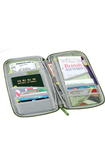 Pembe Tarzı Klasör Belgeler Çanta Çok Fonksiyonlu Uzun Paragraf Bilet Tutucu Baskı Kart Paketi Seyahat Pasaport Dosya Paketi Fermuar (Yurt Dışından)