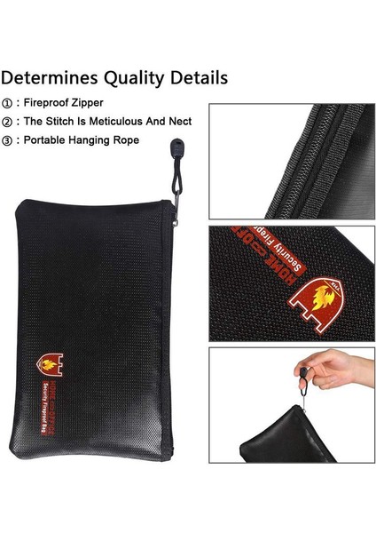 27X16Cm Tarzı Su Geçirmez Ve Alev Almaz Fermuarlı Belge Çantası, Ipad, Para, Mücevher, Pasaport Ve Belge Saklama Için Alev Geçirmez Belge Çantası (Yurt Dışından)