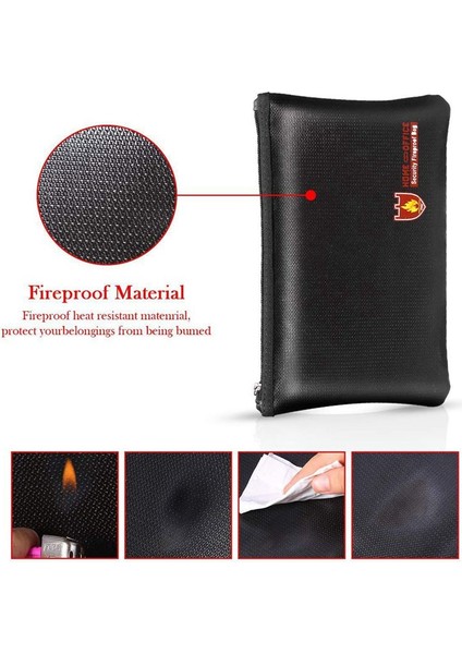 27X16Cm Tarzı Su Geçirmez Ve Alev Almaz Fermuarlı Belge Çantası, Ipad, Para, Mücevher, Pasaport Ve Belge Saklama Için Alev Geçirmez Belge Çantası (Yurt Dışından)