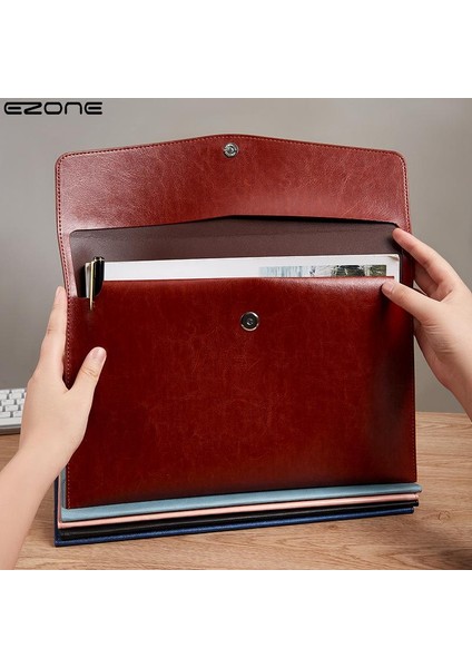 Siyah Stil Ezone 33*24Cm A4 Deri Iş Felt Klasör Çıt Tasarımı Büyük Kapasiteli Belge Çantası Ofis Malzemeleri Dosya Düzenleyici (Yurt Dışından)