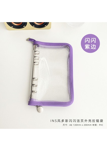 Mor Tarzı A6 Glitter Yumuşak Kabuklu Binder 6 Halkalı Kapaklı Pvc Bütçe Defteri Fermuarlı Parlak Nakit Bütçe Sistemi Günlük Planlayıcı - E-Ticaret Başlığı (Yurt Dışından)