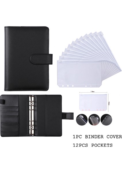 Siyah Stil A6 Pu Bütçe Cüzdanı Defter Fermuar Cebi Makaron Lazer Renkli Kapak Günlük Ajanda Planlayıcı Dosya Okul Malzemeleri (Yurt Dışından)