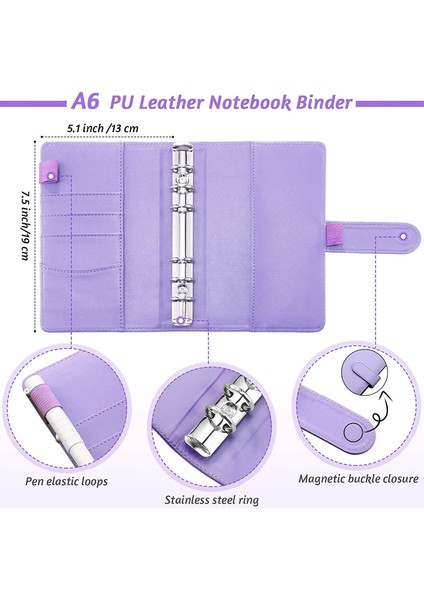 A6 Mermer Beyaz Tarzı A6 Pu Deri Kapak Defter Bütçe Planlayıcı Organizatör, 8 Halkalı Cep, 12 Adet Gider Bütçe Sayfası Ve Alfabe Çıkartması (Yurt Dışından)