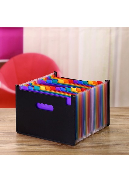 Hemming Renkli 24 Katmanlı Taşınabilir Organ Çantası Esnek Klasör A4 Depolama Çantası Mini Dosya Klasörü Öğrenci Sınav Kağıdı Rafı (Yurt Dışından)