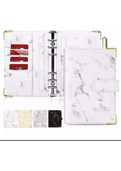 Mermer-Beyaz Tarzı A6 Mermer Bütçe Defteri Dolamalı Defter, Kişisel Planlayıcı Defter Kapağı Manyetik Toka Kapanışlı (Yurt Dışından)