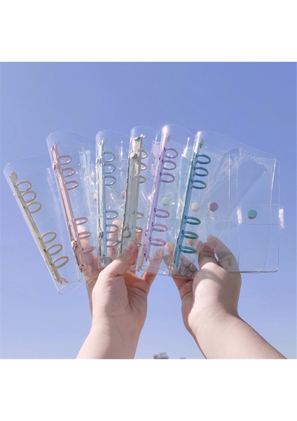 Mavi-A5 Stili A5 A6 Şeffaf Pvc Spiral Defter Kapağı Macaron Renkli 6 Halkalı Ajanda Günlük Planlayıcı Okul Kırtasiye (Yurt Dışından)