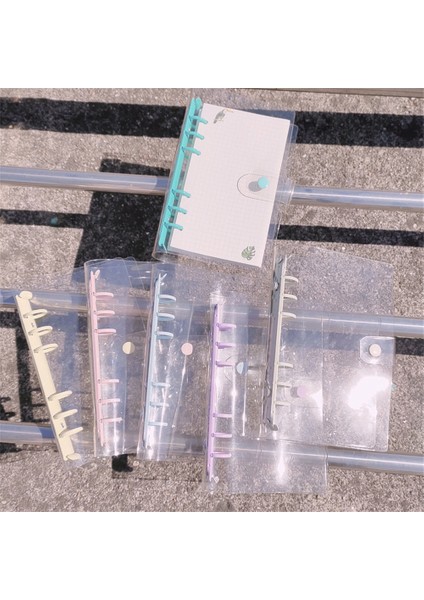 Mavi-A5 Stili A5 A6 Şeffaf Pvc Spiral Defter Kapağı Macaron Renkli 6 Halkalı Ajanda Günlük Planlayıcı Okul Kırtasiye (Yurt Dışından)