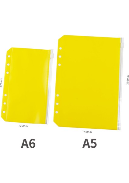 A5-Yeşil Stil A5A6 Dosya Cebi Pvc Dosya Gevşek Leaf Çanta Renkli Fermuar Klasörler 6-Halka Defter Dosya Kılıfı Belge Dosyalama Çantaları (Yurt Dışından)