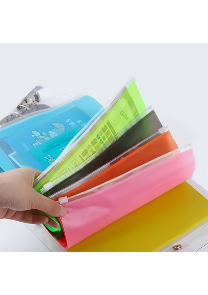 A5-Yeşil Stil A5A6 Dosya Cebi Pvc Dosya Gevşek Leaf Çanta Renkli Fermuar Klasörler 6-Halka Defter Dosya Kılıfı Belge Dosyalama Çantaları (Yurt Dışından)