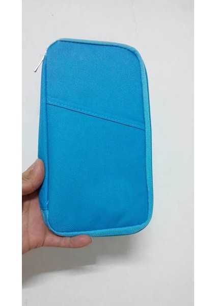 Logosuz Mavi Stil Klasör Belgeler Çanta Çok Fonksiyonlu Uzun Paragraf Bilet Tutucu Baskı Kart Paketi Seyahat Pasaport Dosya Paketi Fermuar (Yurt Dışından)