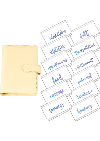 Sarı-12 Adet Tarzı A6 Gökkuşağı Yumuşak Pvc Defter Kapağı Planlayıcı Bütçe Cüzdanı Organizatör Kategoriler Fermuarlı Cüzdan Zarfları Için Fatura Planlayıcı (Yurt Dışından)