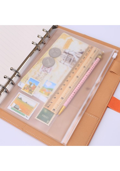 A5 Fermuarlı Çanta Stili A5 Kişisel A7 Defter Halka Çantaları Için Şeffaf Pvc Depolama Kart Tutucu 6 Delik Fermuarlı Kılıf Günlük Planlayıcı Aksesuarları (Yurt Dışından)