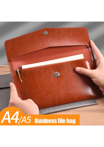A4 Kırmızı Stil A4A5 Iş Dosya Tutucu Büyük Kapasiteli Taşınabilir Pu Dosya Çantası Masaüstü Düzenleyici Ofis Belge Fatura Depolama Çantaları Siyah Kahverengi (Yurt Dışından)
