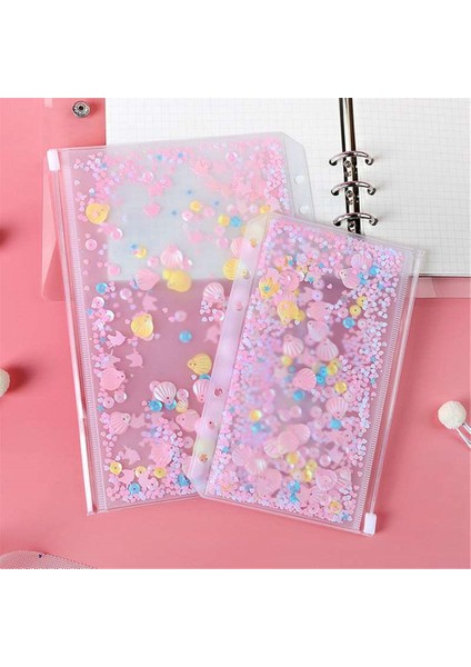 A6-Mor Tarzı Sevimli Dosya Kılıfı Kawaii Öğrenci Kızlar Süsleme Sequ Delikler Iç Cebi Için Dosya Planlayıcı Ajandası Defter Not Defteri A5A6 (Yurt Dışından)