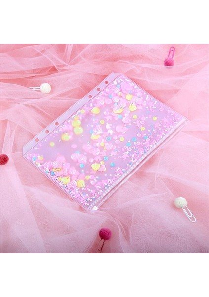 A6-Mor Tarzı Sevimli Dosya Kılıfı Kawaii Öğrenci Kızlar Süsleme Sequ Delikler Iç Cebi Için Dosya Planlayıcı Ajandası Defter Not Defteri A5A6 (Yurt Dışından)