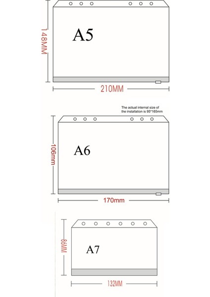 Gösterilen Stil Gibi A5 A6 A Dosya Cebi Fermuarlı Dosya Klasörleri 6 Halkalı Defter Dosyası Için Su Geçirmez Pvc Yaprak Kılıf Belge Saklama Çantaları (Yurt Dışından)