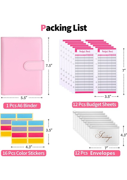 Siyah Stil Bütçe Planlayıcı Nakit Zarflar İle 12 Dosyalı A6 Suni Deri Defter - Tasarruf Için (Yurt Dışından)