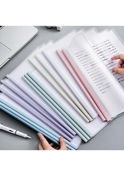 Renk Stilini Karıştır A4 Şeffaf Klasör Morandi Renk Kollu Klasör Klips Ofis Belgesi Özgeçmiş Okul Malzemeleri Dosya A4 2 Halka (Yurt Dışından)