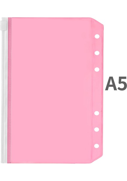 A5-Pembe Stili A5A6 Dosya Cebi Pvc Dosya Gevşek Bluz Çanta Renkli Fermuar Klasörler 6-Halka Defter Dosya Kılıfı Belge Filtreleme Çantaları (Yurt Dışından)