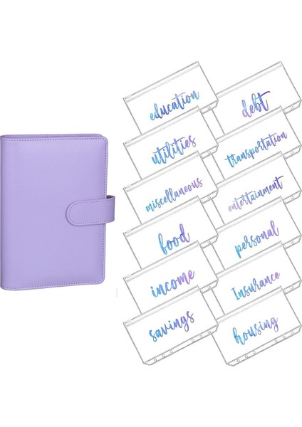 Mor-12 Adet Tarzı A6 Pvc Gökkuşağı Defter Kapağı (Yurt Dışından)