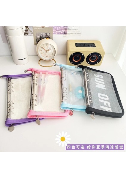 Mavi Stil A6 Glitter Yumuşak Kabuklu Binder 6 Halkalı Kapaklı Pvc Bütçe Defteri Fermuarlı Parlak Nakit Bütçe Sistemi Günlük Planlayıcı - E-Ticaret Başlığı (Yurt Dışından)