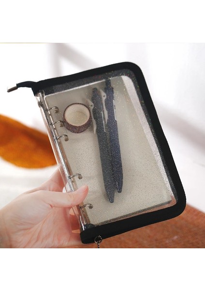 Mavi Stil A6 Glitter Yumuşak Kabuklu Binder 6 Halkalı Kapaklı Pvc Bütçe Defteri Fermuarlı Parlak Nakit Bütçe Sistemi Günlük Planlayıcı - E-Ticaret Başlığı (Yurt Dışından)