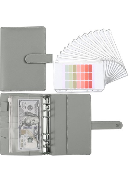 A6 Pembe Tarzı A6 Pu Deri Defter Bağlayıcı Bütçe Nakit Zarflar Planlayıcı Düzenleyici, Bağlayıcı Cep, Kategoriler Etiket Etiketi Tasarruf Etmek Için Sticker Label (Yurt Dışından)