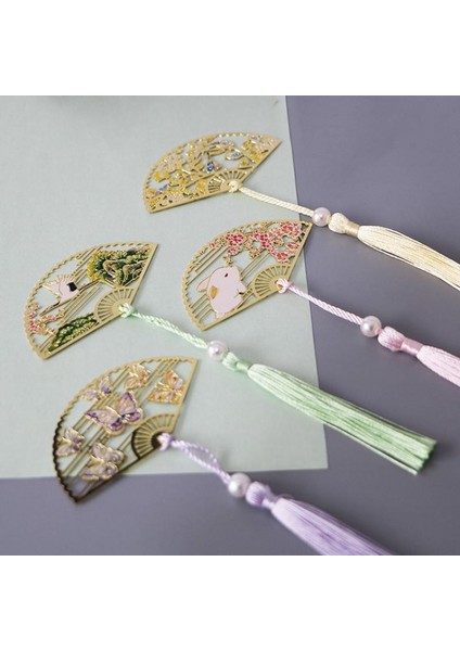 Bir Stil Metal Ayraç Çin Tarzı Katlanabilir Abanık Kağıt Okuma Ayraçları Yaratıcı Kitap Sayfa Işaretleyici Kırtasiye Malzemeleri Renkli Ayraçlar (Yurt Dışından) indirimleri