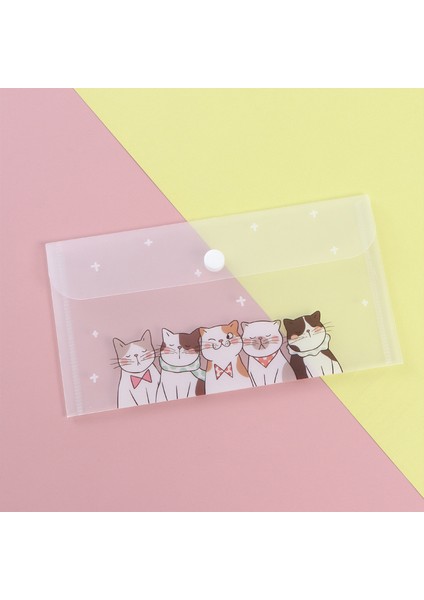Kedi Stili Şeffaf Kırtasiye Saklama Çantası Fermuarlı Kalem Kutusu Pvc Kalem Kutusu Dosya Klasörü Ofis Aksesuarları (Yurt Dışından)