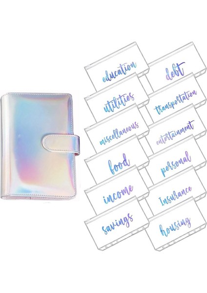 Lazer Gümüş-12 Adet Tarzı A6 Gökkuşağı Yumuşak Pvc Defter Kapağı Planlayıcı Bütçe Cüzdanı Organizatör Kategoriler Fermuarlı Cüzdan Zarfları Için Fatura Planlayıcı (Yurt Dışından)