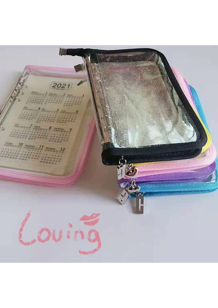 Pembe A6 Stili A5 A6 Zipper Pvc Defter Kapaklı 6 Delikli Halka Dosya Bağlayıcı Defter Ofis Planlayıcı Kore Kırtasiye (Yurt Dışından)