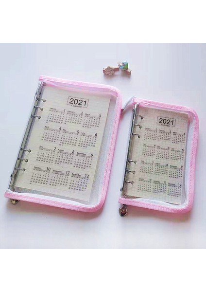 Pembe A6 Stili A5 A6 Zipper Pvc Defter Kapaklı 6 Delikli Halka Dosya Bağlayıcı Defter Ofis Planlayıcı Kore Kırtasiye (Yurt Dışından)
