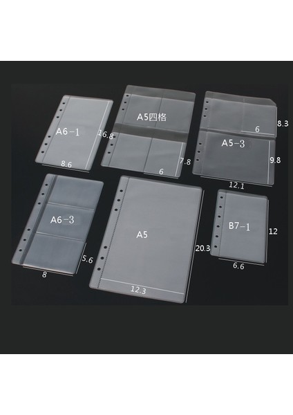 A5-3 Stili Kalın 6 Delikli Şeffaf Bilgi Torbaları Sıkıştırma Saklama Çantası Kart Çantası A5 A6 B7 Dıy Sıkıştırma Aksesuarlar Kılıfı (Yurt Dışından)