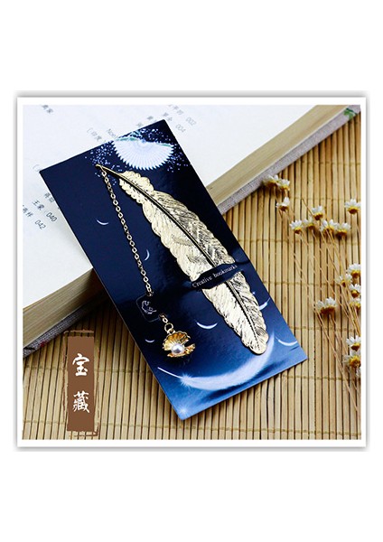 Hazine Tarzı 1 Adet Retro Metal Tüy Ayraç Marque Sayfa Yaratıcı Kitap Işareti Kore Ofis Malzemeleri Paketi Okul Malzemeleri (Yurt Dışından)