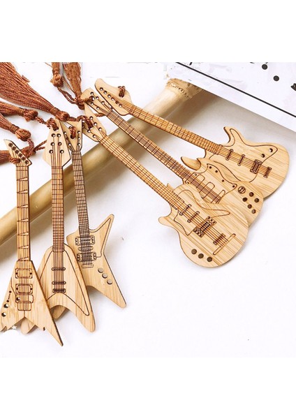 F Stili Yaratıcı Doğal Bambu Kitap Ayraçları Retro Gitar Bas Püsküllü Kitap Süsü Tutucu Klip Etiket Okuyucu Kitap Severler Için (Yurt Dışından) modelleri