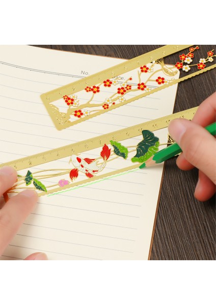 B-3 Tarzı Retro Çin Tarzı Oyuk Metal Ayraç Cetvel Kitap Tutucu Çok Fonksiyonlu Kitap Klipsi Çocuk si Okul Ofis Kırtasiye Malzemeleri (Yurt Dışından) fırsatları