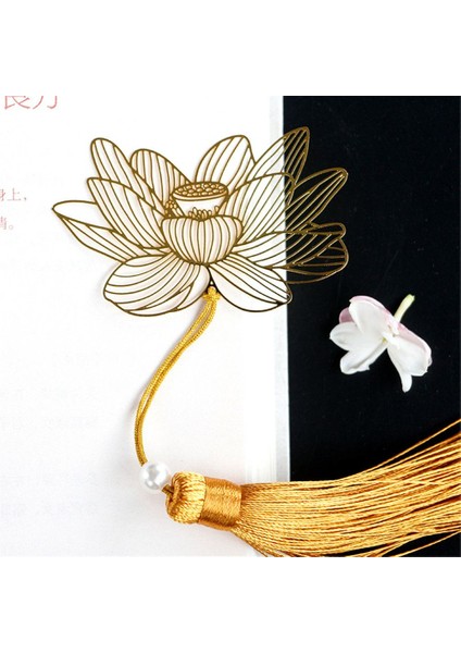 Şakayık Çiçeği Stili Çin Tarzı Altın Metal Oymalı Lotus Püsküllü Kitap Ayraçı Kırtasiye Ayraç Ofis Okul Malzemeleri Için (Yurt Dışından) fiyatları