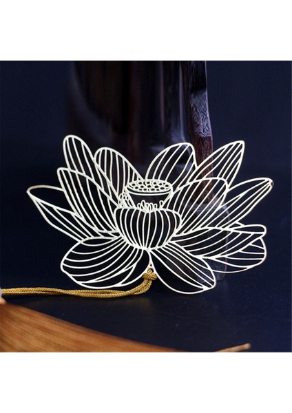 Şakayık Çiçeği Stili Çin Tarzı Altın Metal Oymalı Lotus Püsküllü Kitap Ayraçı Kırtasiye Ayraç Ofis Okul Malzemeleri Için (Yurt Dışından) modelleri