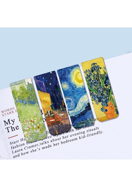 No.6 Tarzı 4 Adet Manyetik Retro Ayraç Seti Yaratıcı Dünya Ünlü Resim Monet Van Gogh Kitap Ayraç Okul Öğrenci Kırtasiye Malzemeleri (Yurt Dışından) modelleri