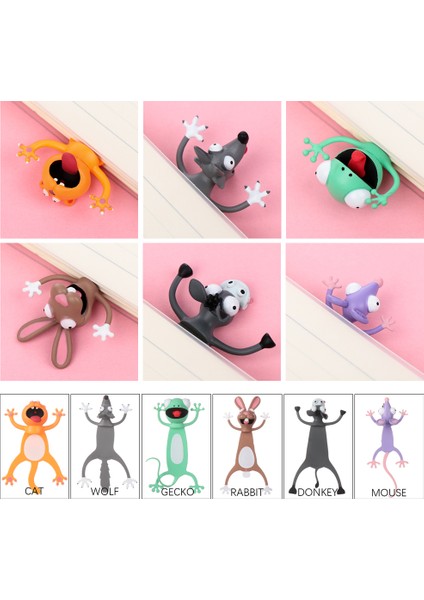 Denizatı Tarzı 3D Stereo Karikatür Hayvan Stil Yaratıcı Kitap Ayraçları Pvc Malzeme Komik Öğrenci Okul Kırtasiye Çocuklar Ayraçlar (Yurt Dışından) fiyatları