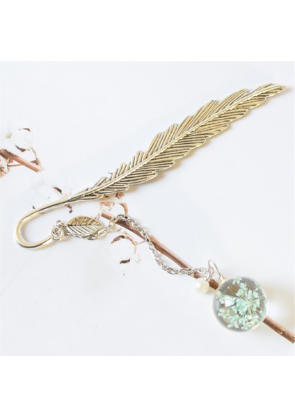 D Stili Kızlar Için Retro Top Kolye Kitap Ayracı Kurutulmuş Çiçek Bookmark Yenilikçi Takı Çocuk Kawaii Kırtasiye Kitap Aksesuarları (Yurt Dışından)