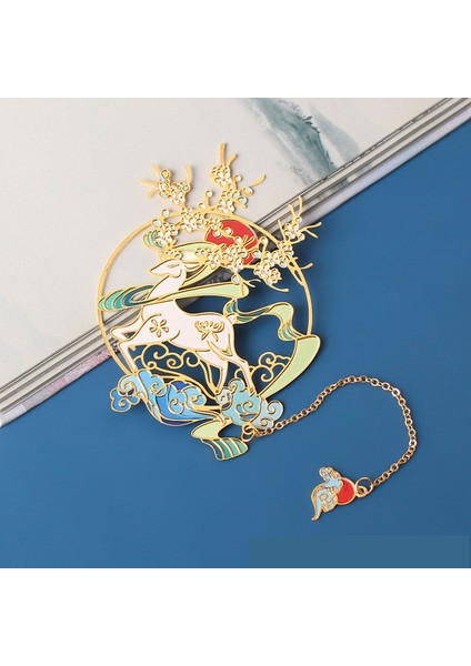 Beyaz Geyik Stili Feniks Kitap Ayracı Klasik Metal Oyuk Kitap Tutucu Çin Tarzı Okul Öğrenci Ofis Kırtasiye Sanat Dekorasyon Anı Ürünü (Yurt Dışından)