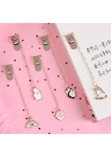 K Tarzı Sevimli Unicorn Panda Köpek Tavşan Yıldız Kolye Metal Kitap Ayraçları Ofis Okul Kırtasiye Page Clip Öğrenci (Yurt Dışından) fiyatları