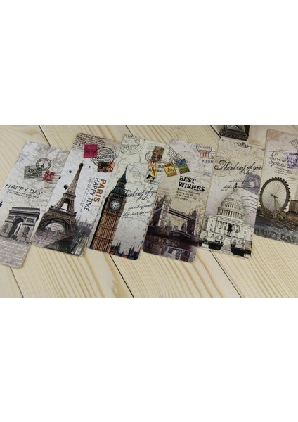 Retro Paris Kağıt Kitap Ayraç Paketi - Kraft Ambalajlı Kağıt Kitap Tutucu Mesaj Kartı (Yurt Dışından)