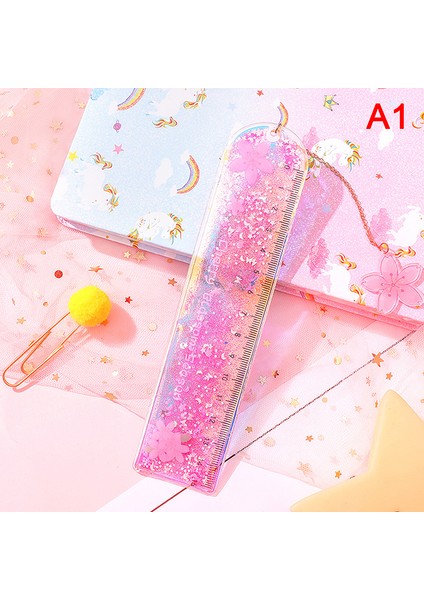 A1 Stili Çocuklar Için Olarak Kawaii Yaprak Ayraçlı Çok Fonksiyonlu 15Cm Cetvel Kolye Parıltılı Kitap Ayıraç Okul Ofis Malzemeleri Papelaria (Yurt Dışından)