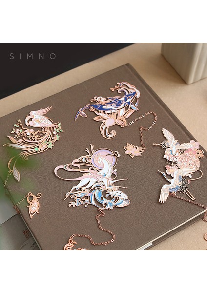 D Stili Retro Inoiserie Boş Metal Ayraç Uçan Turna Sakura Balina Bullet Journaling Aksesuarları Estetik Kırtasiye (Yurt Dışından) indirimleri