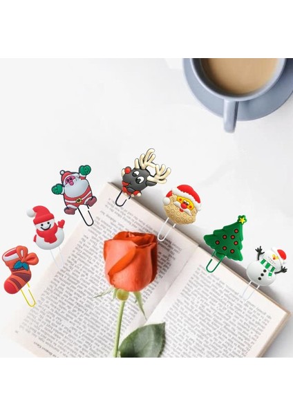 No.802957 Stili Noel Ayraçları Noel Baba Kar Küreme Sayfa Tutucu Kağıt Kelepçeler Öğretmen Öğrenciler Kırtasiye Okul Malzemesi Parti si (Yurt Dışından) modelleri