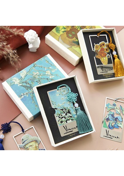 C Stili Van Gogh Temalı Yaratıcı Oyuk Metal Ayraç Sanat Resim Moda Kitap Işaretleyici (Yurt Dışından) modelleri
