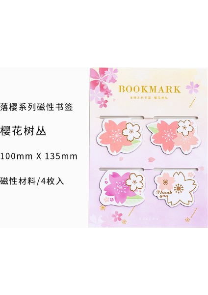 No.4 Tarzı Sakura Çiçekleri Manyetik Kitap Ayraçları Kitaplar Işaretçisi Öğrenci Kırtasiye Okul Ofis Malzemesi Buzdolabı Mıknatıs (Yurt Dışından)