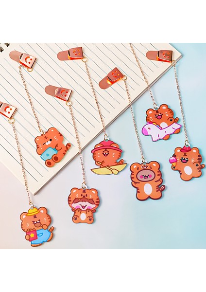 No.5 Tarzı Sevimli Kaplan Kolye Yer Işareti Akrilik Malzeme Paslanmaz Çelik Zincir Kitap Sayfa Kelepçesi Sayfa Işareti Öğrenci Kawaii Kırtasiye (Yurt Dışından) modelleri
